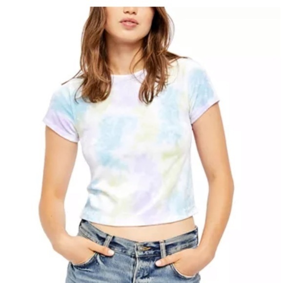 Free People Tops - FP Bright Eyes Womens Short Sleeve Velvet Top/tie dye top